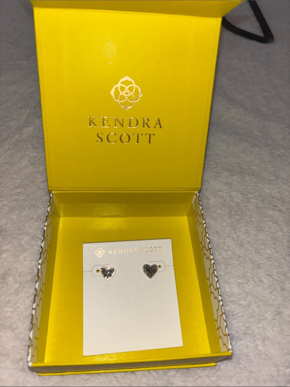 Kendra Scott Sparkling Heart Stud Earrings in Silver and Black
